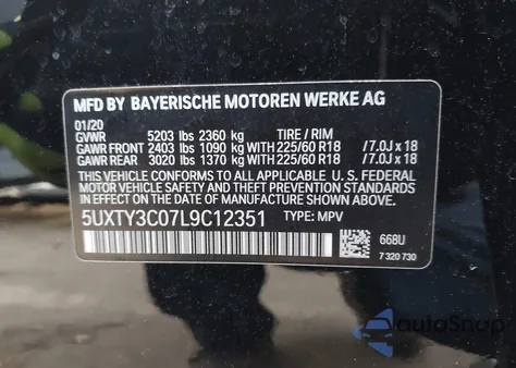 2020 BMW X3 Sdrive30I from USA, damaged, VIN 5UXTY3C07L9C12351